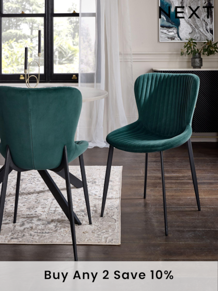 Set of 2 Soft Velvet Marine Blue Ross Dining Chairs (E12093) | €305
