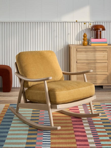 Fine Chenille Ochre Yellow Hampton Rocking Wooden Rocking Chair (E12111) | €460