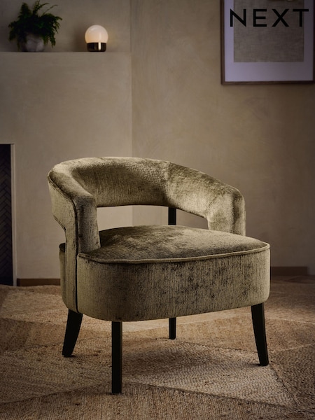 Plush Chenille Moss Green Remi Wood Accent Chair (E12123) | €295
