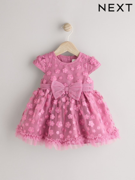 Berry Pink 3D Flowers Baby Occasion Dress (0mths-2yrs) (E12177) | AED114 - AED121