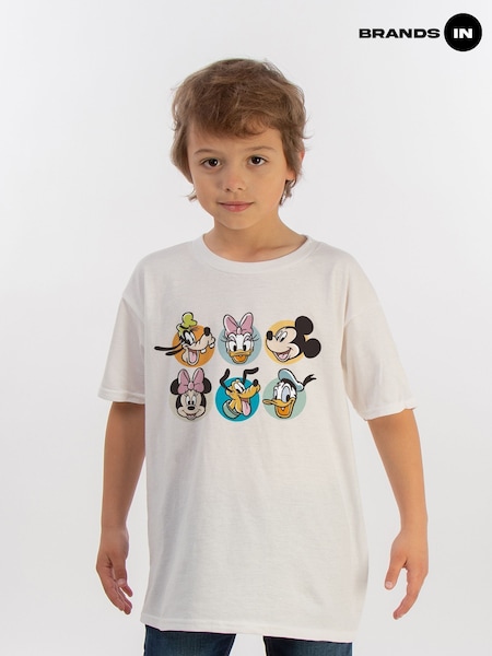 Brands In White Mickey Mouse Gradient Heather Disney T-Shirt (E12220) | €25
