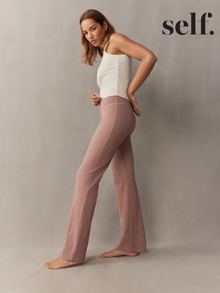وردي موف - self. Rib Wide Leggings (E12231) | ‏187 ر.س.‏