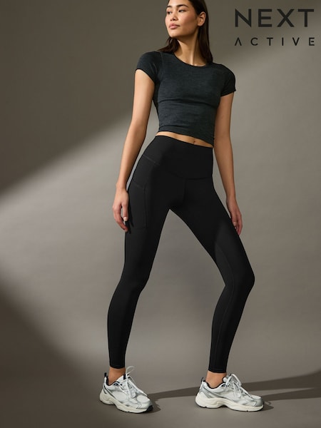 Schwarz mit Tasche - Active Sports Dry Tech Sculpting Leggings with Pockets (E12236) | 44 €