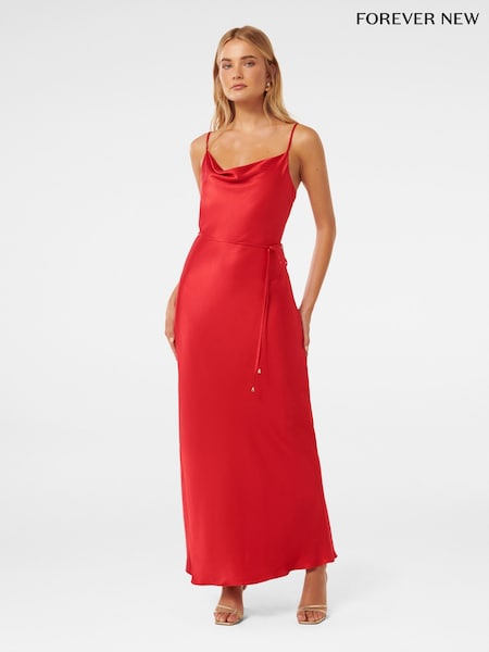 Punainen - Forever New Lucy Satin Cowl Neck Maxi Dress (E12257) | €173