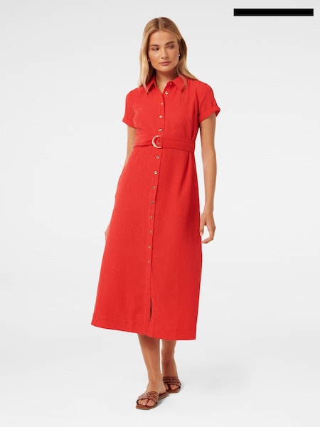 Forever New Red Briley Textured Shirt Dress (E12264) | €64