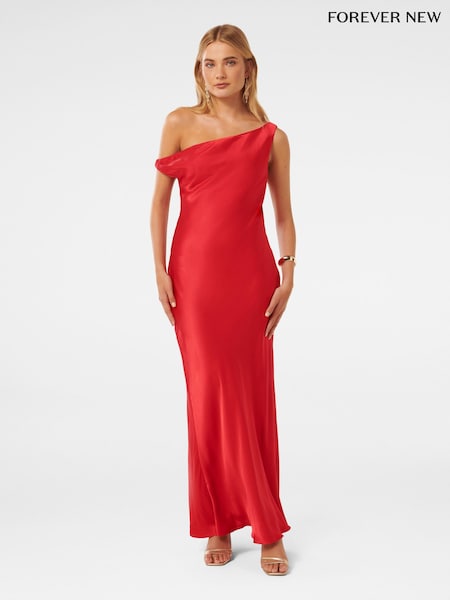 Roșu - Forever New Blake Satin Tipped Shoulder Rochie lungă (E12271) | 573 LEI