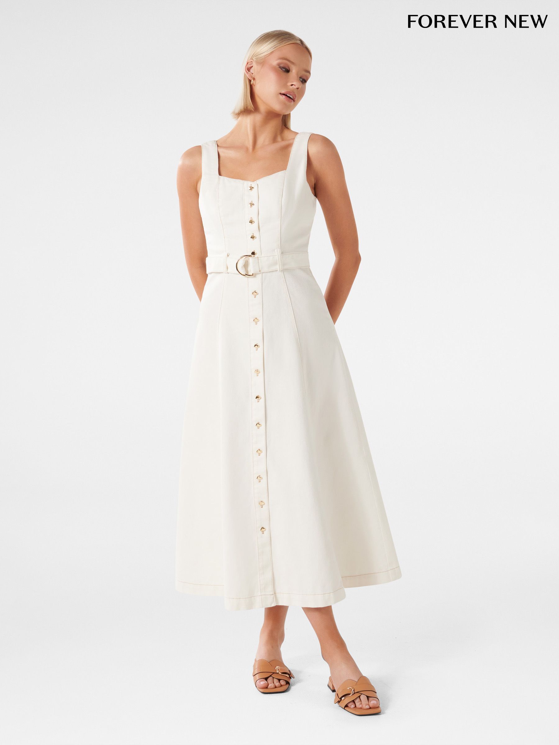 White jean dress top