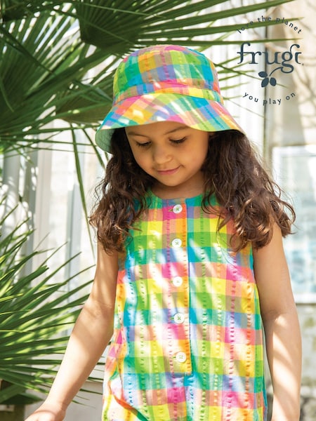 Frugi Girls Blue Coloured Checkered Dungarees (E12308) | €21.50 - €24