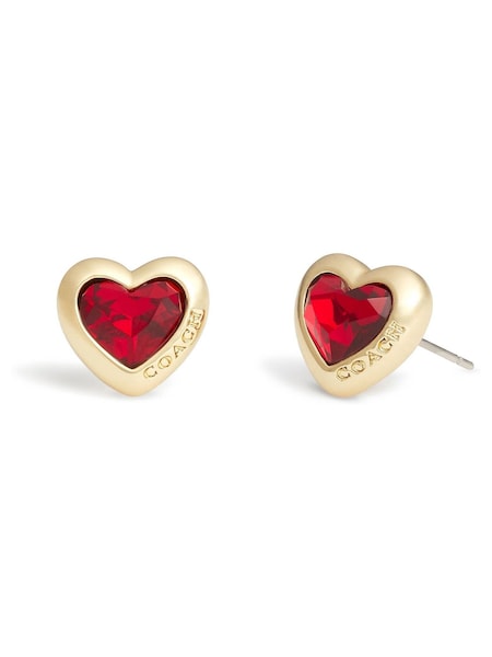 COACH Gold Tone Heart Stud Earrings (E12412) | €27