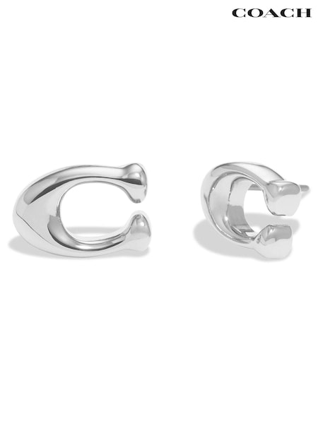 COACH Silver Tone Signature C Stud Earrings (E12417) | 61 €