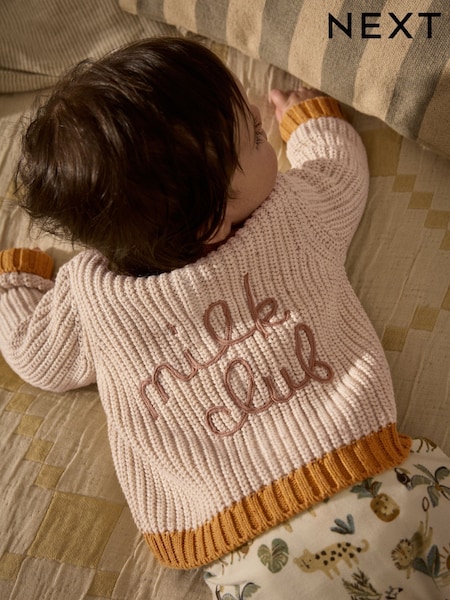Milk Club Neutral - Chunky Knitted Embroidered Baby Cardigan (E12479) | 22 € - 25 €