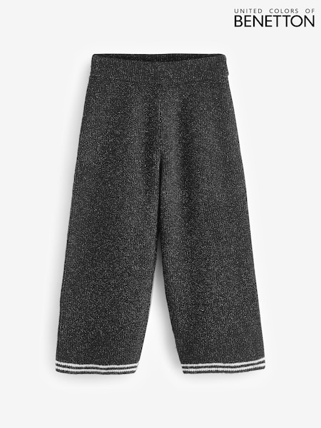 Benetton 100% Cotton Long Black Trousers In Fishermans Rib With Side Slits (E12503) | 2 403 грн