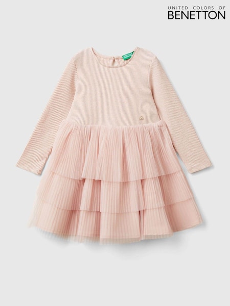 Benetton Tulle Long Sleeve Pink Dress (E12512) | ‏22 ر.ع.‏