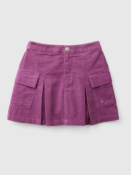 Benetton Purple Corduroy Mini Skirt With Front Pleats And Side Pockets (E12518) | ‏151‏₪