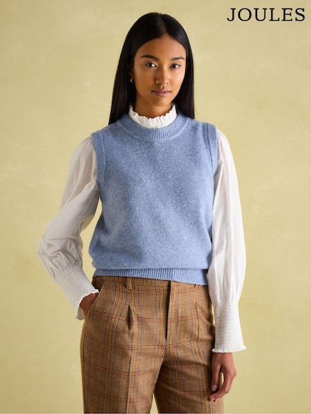 Joules Holly Light Blue Regular Fit Knitted Vest (E12528) | €47.95