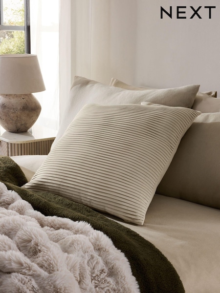Light Natural 59 x 59cm Velvet Pleat Cushion (E12545) | €30
