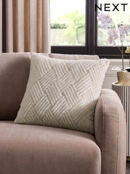 Basset Embossed Faux Fur Cushion (E12558) | ‏69 ر.ق.