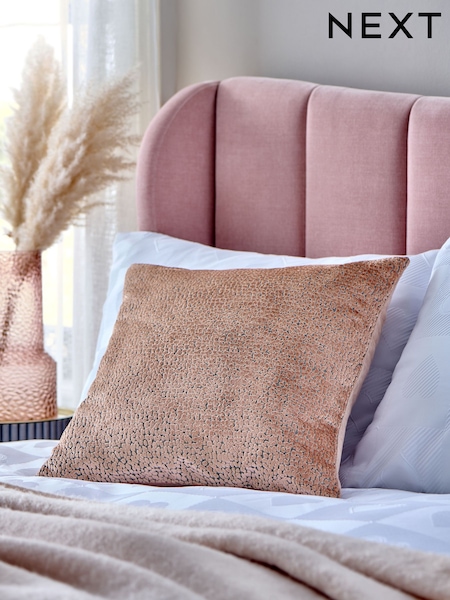 Pink 50 x 50cm Ditsy Textured Velvet Cushion (E12563) | €28