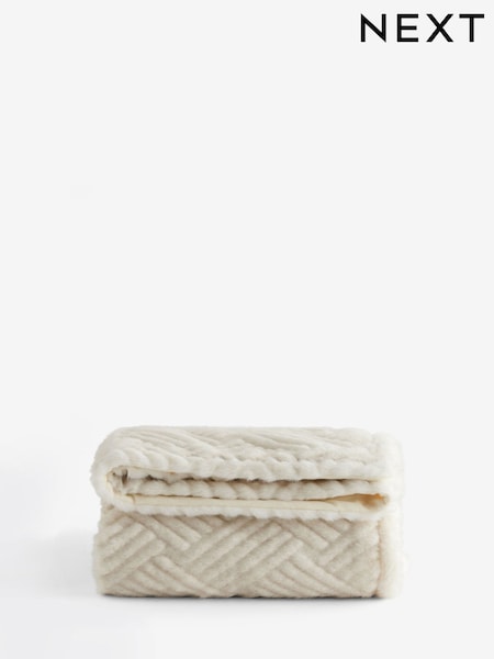 Ivory Basset Embossed Faux Fur Throw (E12604) | €53 - €66