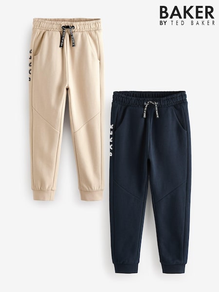 Baker by Ted Baker Navy/Stone 100% Cotton Joggers 2 Pack (E12610) | 55 € - 67 €