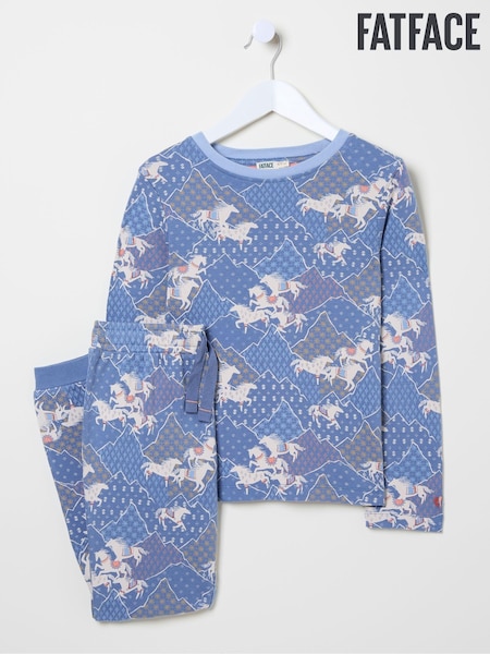 FatFace Blue Horse Print Cotton Pyjama Set (E12612) | €21