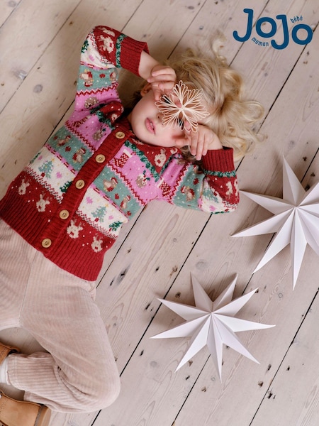 JoJo Maman Bébé Festive Friends Fairisle Pattern Cardigan (E12630) | 48 €