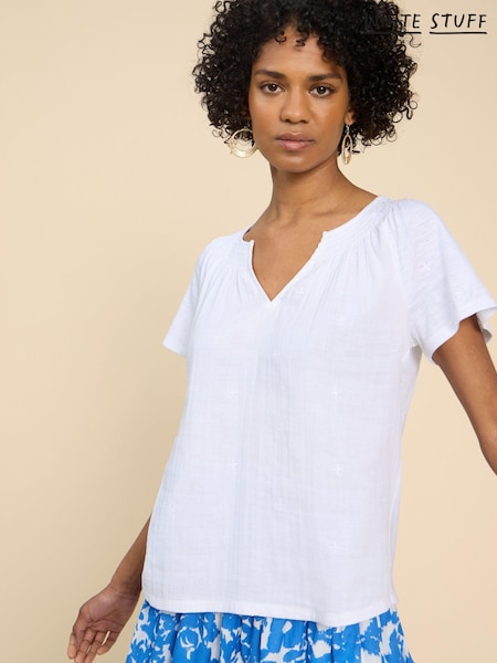 White Stuff Notch Neck Luella Embroidered Top (E12670) | 68 €