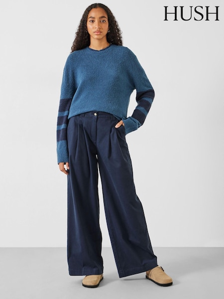 Hush Blue Ali Wide Chino Trousers (E12740) | €56