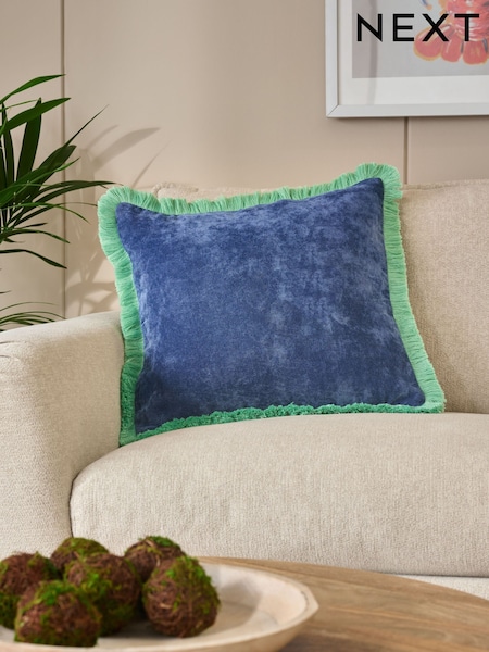 Soft Velour Contrast Fringe 45 x 45cm Cushion (E12767) | 12 €
