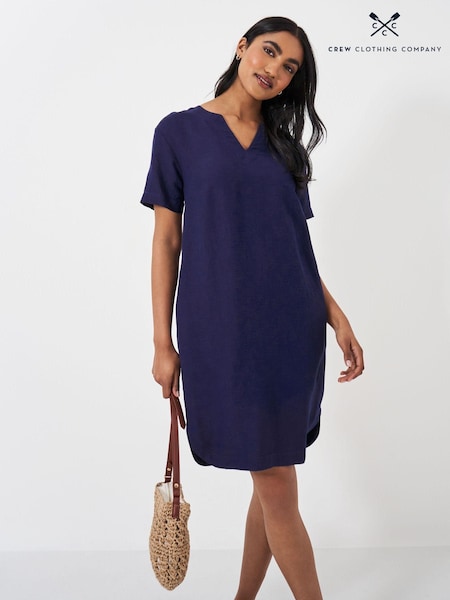 Crew Clothing Blue 100% Linen Shift Dress (E12822) | €56