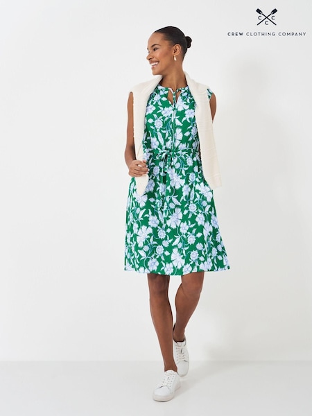Verde - Crew Clothing Company Olivia Cravată Neck Printed Shift Rochie (E12837) | 247 LEI