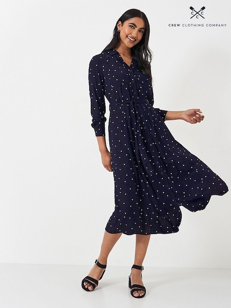 Crew Clothing Blue Sienna Tie Waist Shirt Dress (E12842) | €79