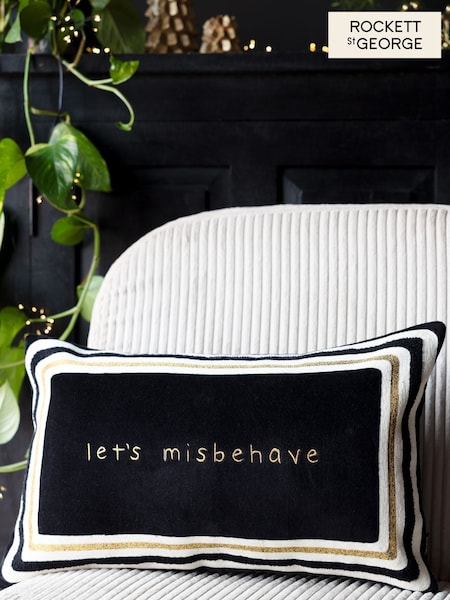 Rockett St George Velvet Embroidered Slogan Cushion (E12853) | 175 zł