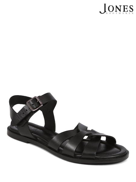 Jones Bootmaker Inez Flat Black Sandals (E12873) | AED230
