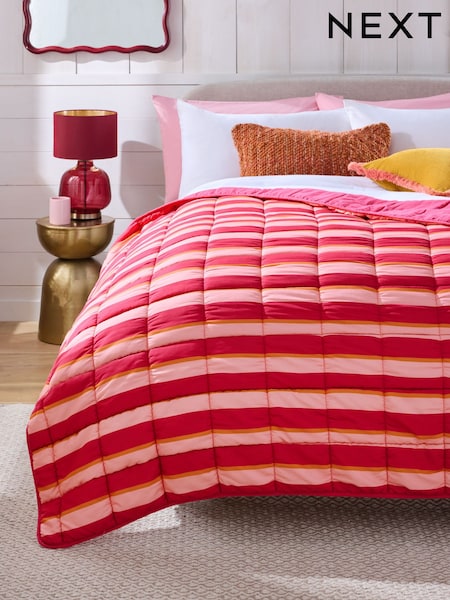 Fuchsia Pink Connie Stripe Reversible Bedspread (E12981) | ₪134 - ₪240