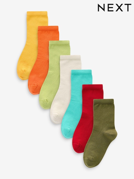 Rot/Orange/Gelb/Grün/Blau - Cotton Rich Plain Socks 7 Pack (E13084) | 11 € - 14 €
