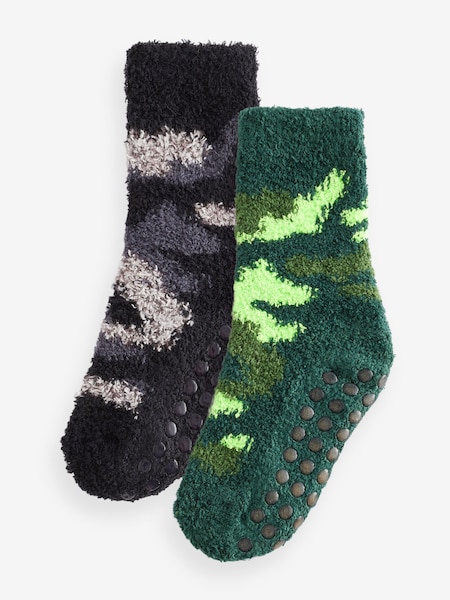 Khaki Green/Grey Camoflague Cosy Socks 2 Pack (E13111) | €8.50 - €11.50