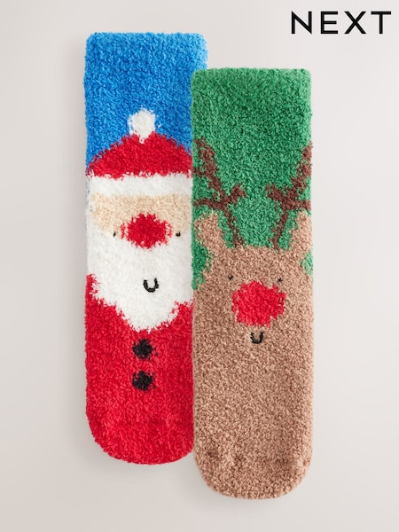 Santa Reindeer Cosy Christmas Socks 2 Pack (E13155) | €4 - €5.50
