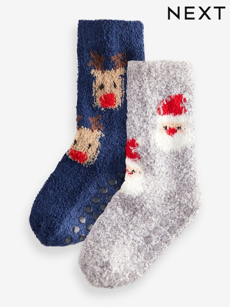 All Over Santa Reindeer Cosy Christmas Socks 2 Pack (E13160) | €5 - €6.50