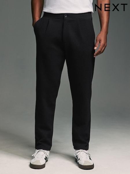 Black Textured Jersey Joggers (E13162) | €22