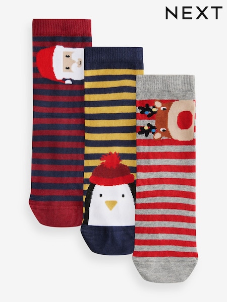 Red/Yellow/Black - Cotton Rich Christmas Baby Socks 3 Pack (E13165) | 4 € - 7 €