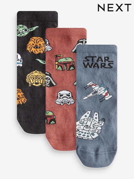 Star Wars Tan Brown/Black/Grey Cotton Rich License Socks 3 Pack (E13176) | €5 - €7
