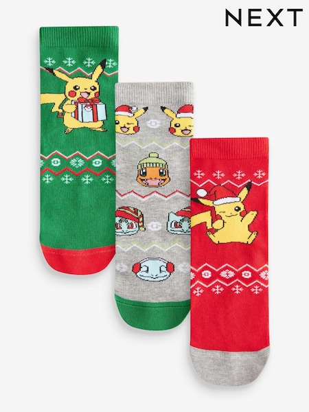 Christmas Pokemon Cotton Rich License Socks 3 Pack (E13178) | 28 QAR - 34 QAR