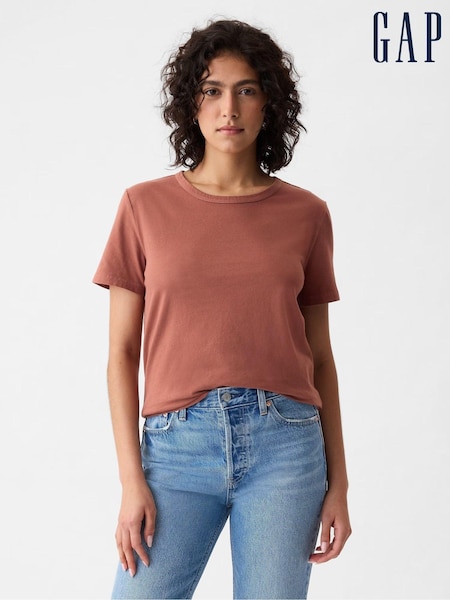 Gap Brown Organic Cotton Vintage Short Sleeve T-Shirt (E13327) | €11.50