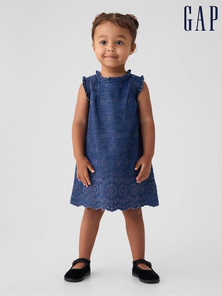 Gap Blue DÔEN Eyelet Denim Dress (6-12 months) (E13347) | €27