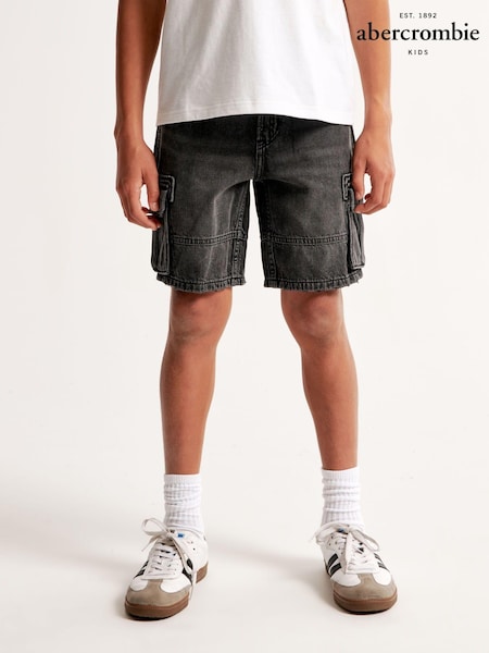 Abercrombie & Fitch Loose Fit Denim Black Cargo Shorts (E13465) | €27