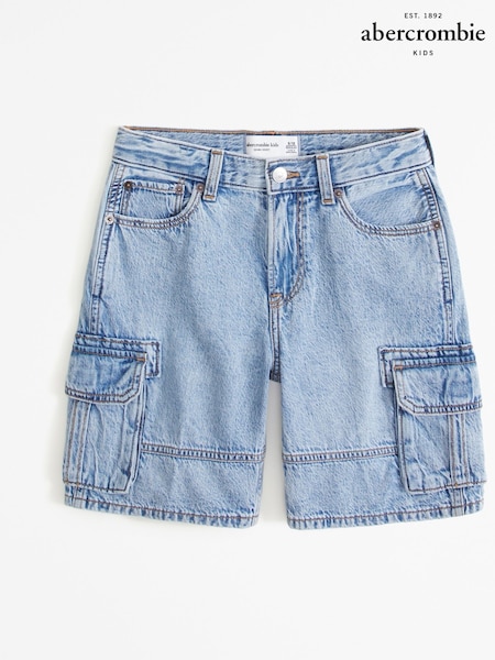 Abercrombie & Fitch Loose Fit Blue Denim Cargo Shorts (E13466) | 32 €