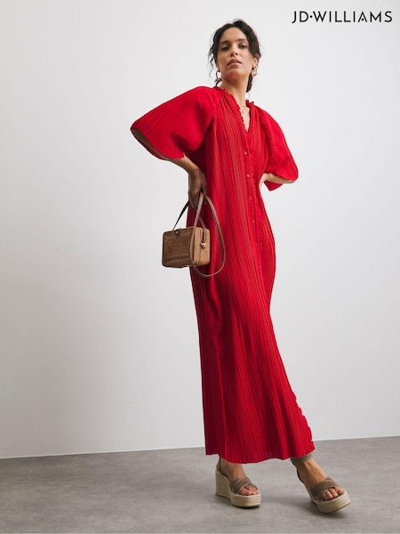 JD Williams Pleated Occasion Button Through Dress (E13511) | 196 LEI