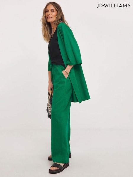 JD Williams Green Linen Mix Longline Kimono Cardigan (E13514) | €29