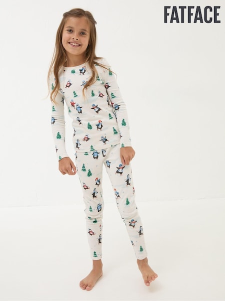 FatFace White Christmas Penguin Pyjama Set (E13528) | €21